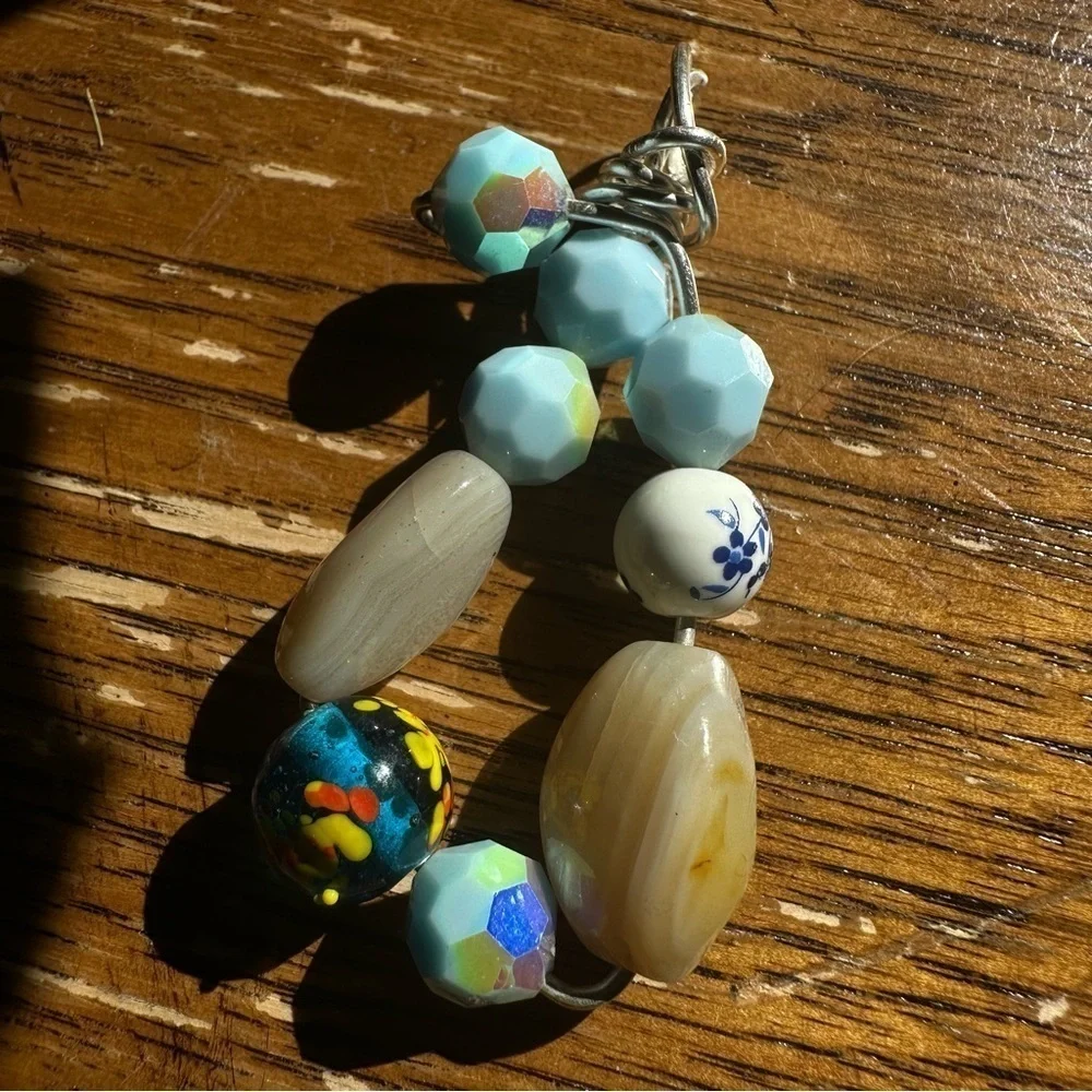 Collage Beaded Pendant Assemblage Art OOAK Elegant Multicolor Necklace 1600Y